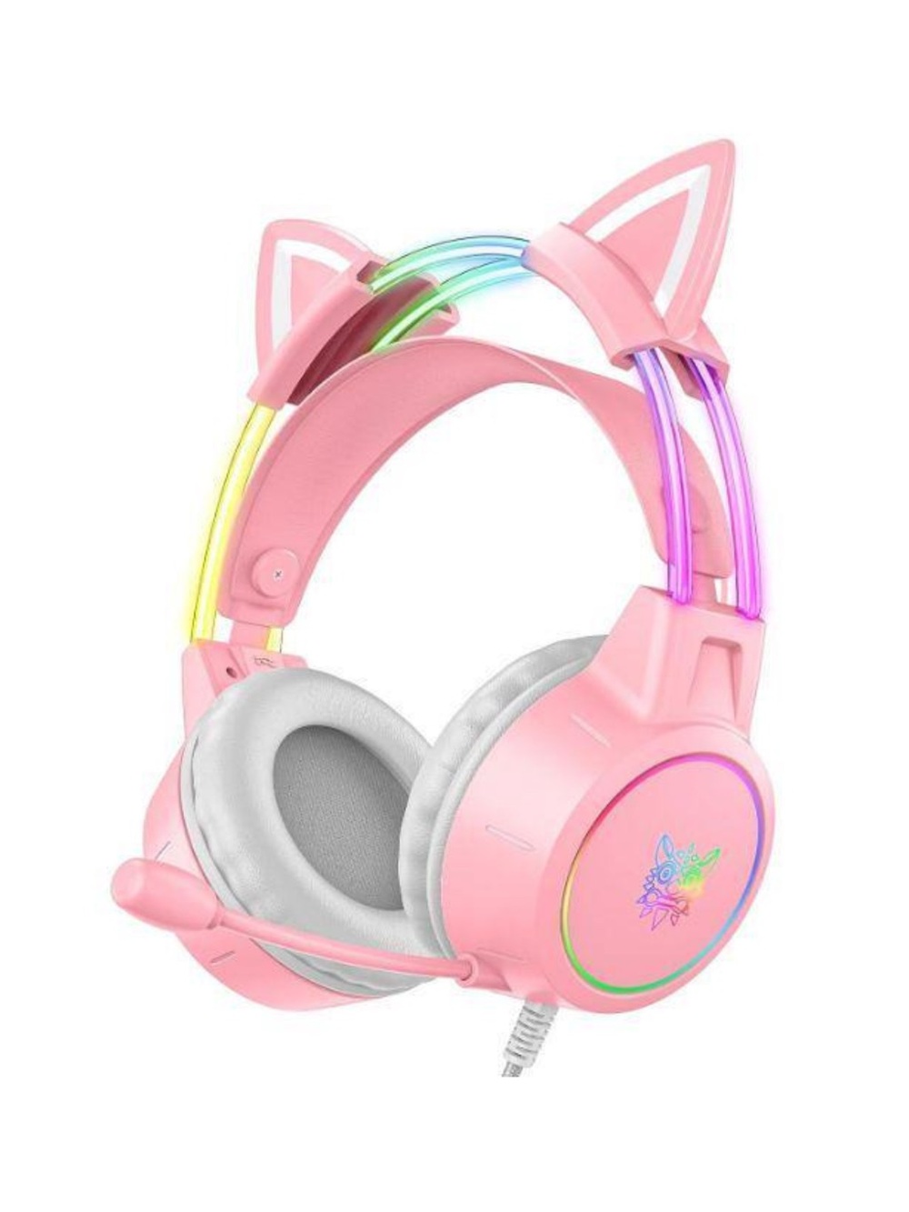 Pink LED Cat Ear Gaming Headset with Microphone